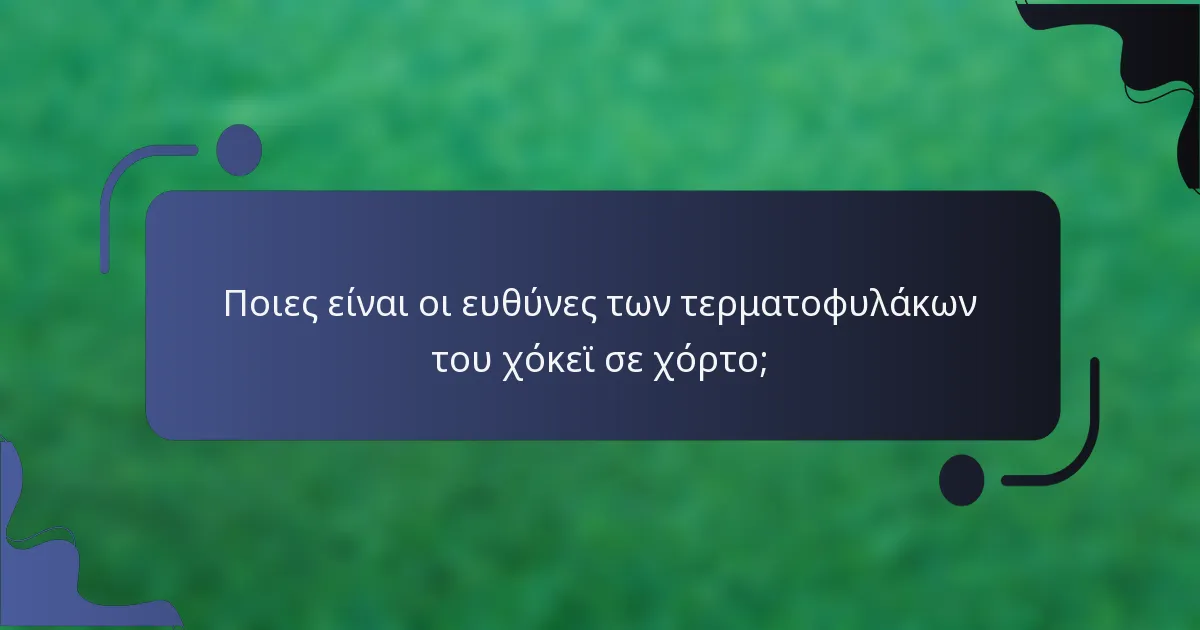 Ποιες είναι οι ευθύνες των τερματοφυλάκων του χόκεϊ σε χόρτο;