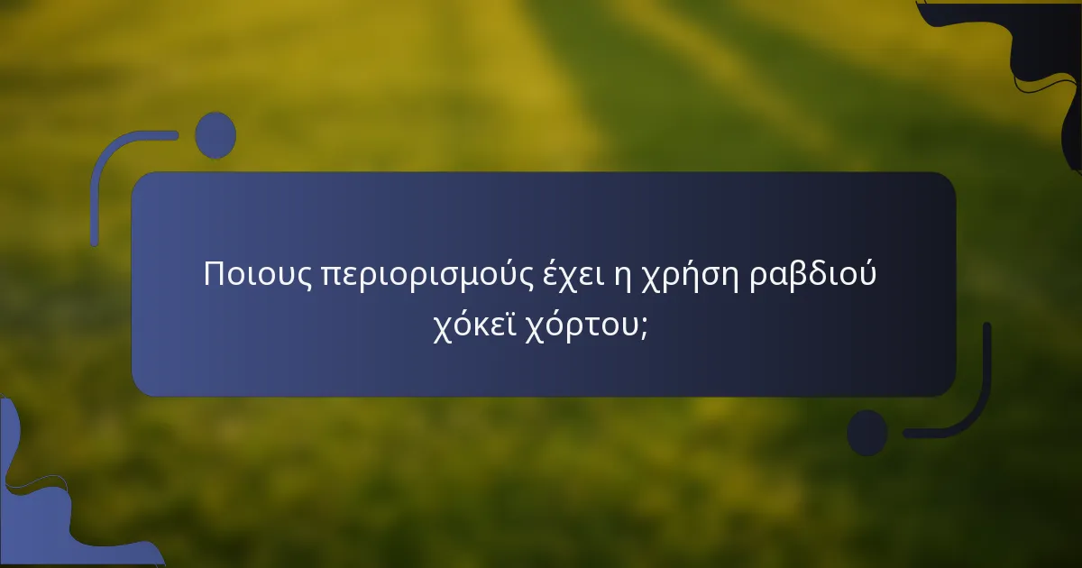 Ποιους περιορισμούς έχει η χρήση ραβδιού χόκεϊ χόρτου;